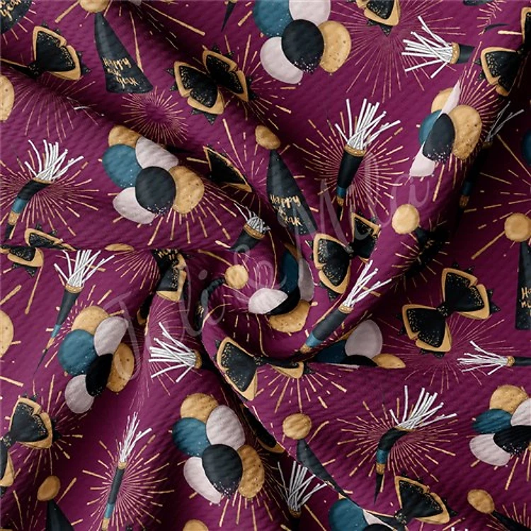 New Years Eve Printed Liverpool Bullet Textured Stretch Solid Strip Thick Knit Jersey Fabric