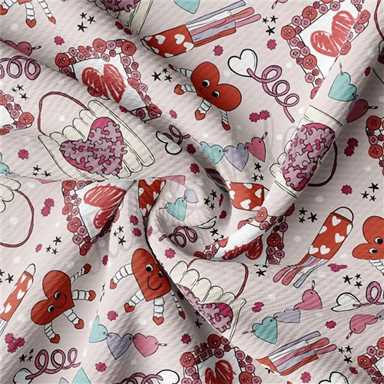 Valentine's Day Printed Liverpool Bullet Textured Stretch Solid Strip Thick Knit Jersey Fabric