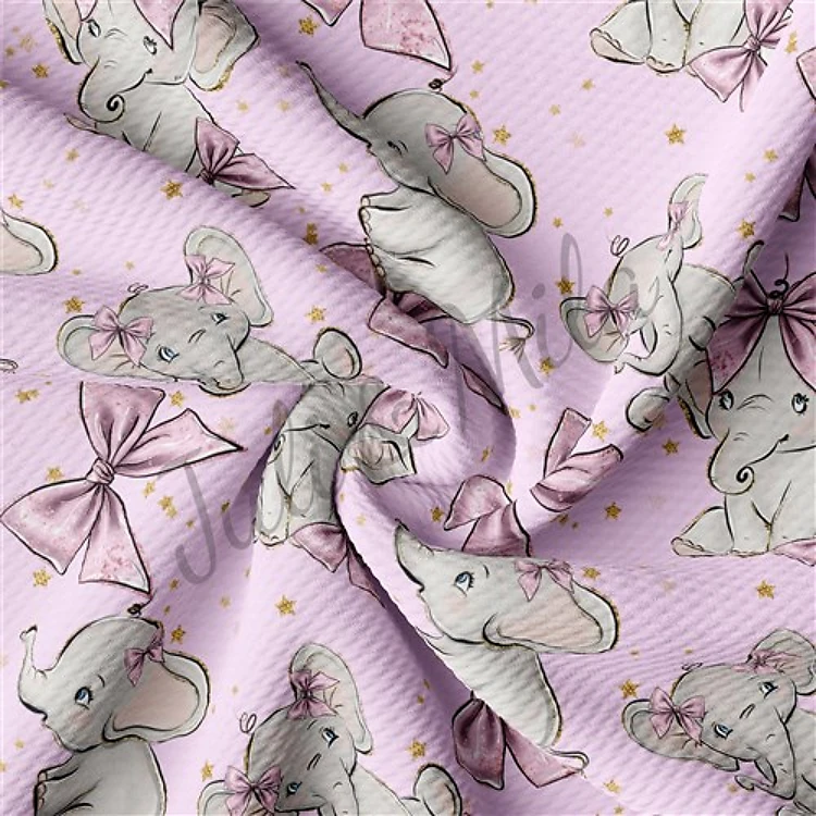 Elephant Printed Liverpool 4 Way Fabric elephant & Get a Free $89.99 Embroidery Bundle