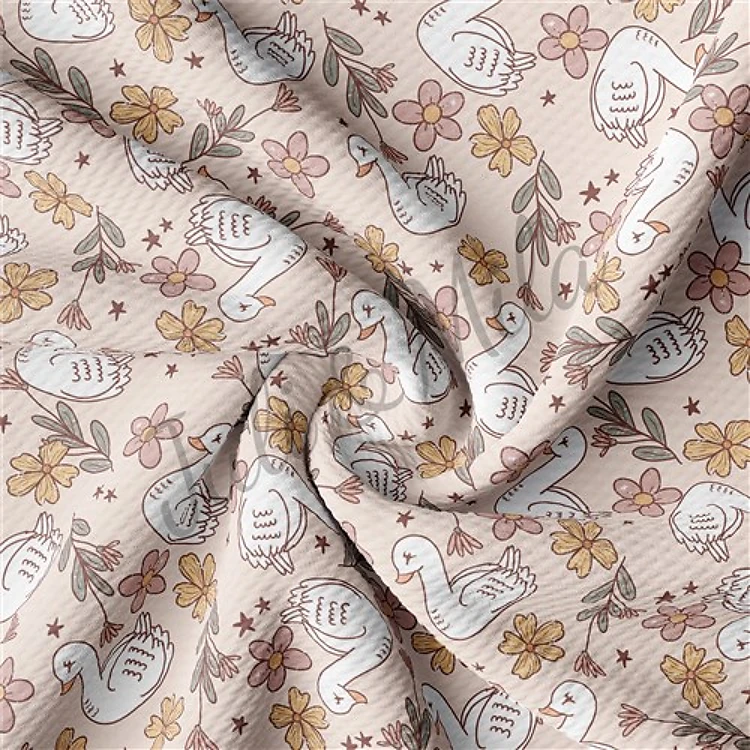 Swans Printed Liverpool 4 Way Fabric swans & Get a Free $89.99 Embroidery Bundle