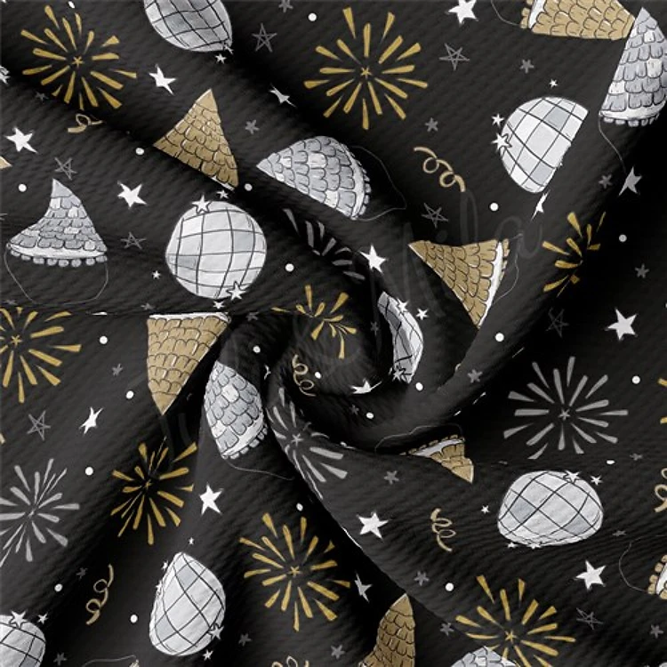 New Year's Eve Printed Liverpool Fabric AA2135 & Get a Free $89.99 Embroidery Bundle