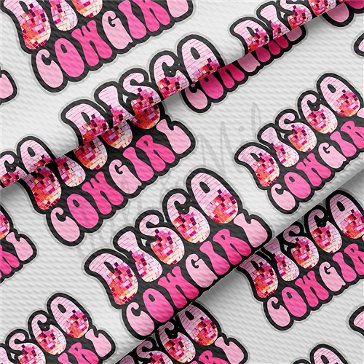 Disco Cow Girl Printed Liverpool Bullet Textured Stretch Solid Strip Thick Knit Jersey Fabric