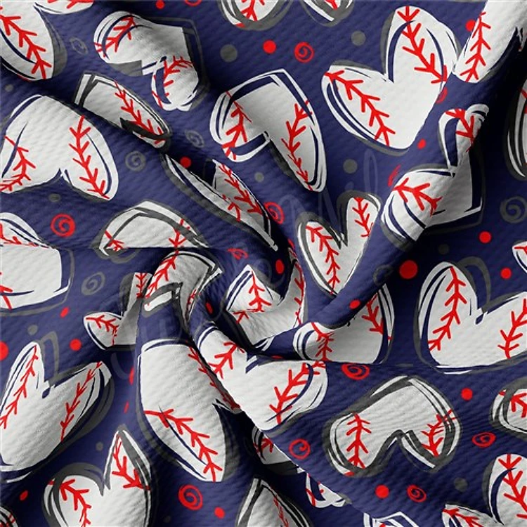 Baseball Printed Liverpool Bullet Textured Stretch Solid Strip Thick Knit Jersey Fabric