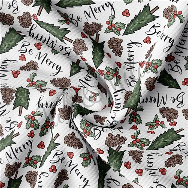 Christmas Printed Liverpool Bullet Textured Stretch Solid Strip Thick Knit Jersey Fabric