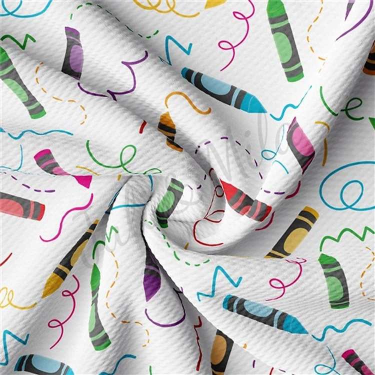 Back to School Printed Liverpool Bullet Textured Stretch Solid Strip Thick Knit Jersey Fabric