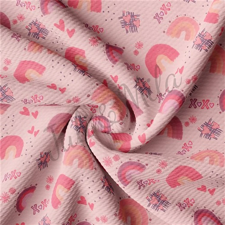 Valentine's Day Printed Liverpool Bullet Textured Stretch Solid Strip Thick Knit Jersey Fabric