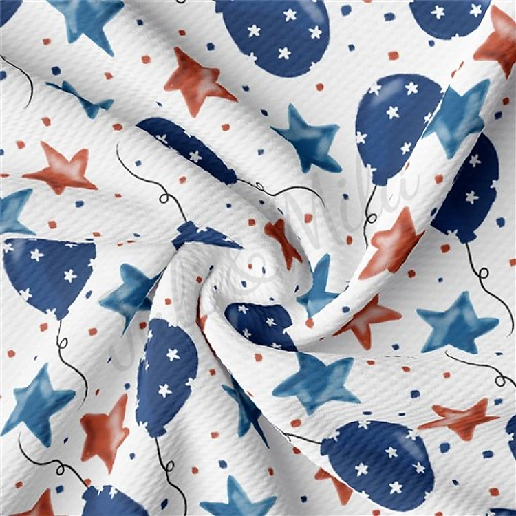 Patriotic 4th of July Printed Liverpool Fabric AA1719 & Get a Free $89.99 Embroidery Bundle