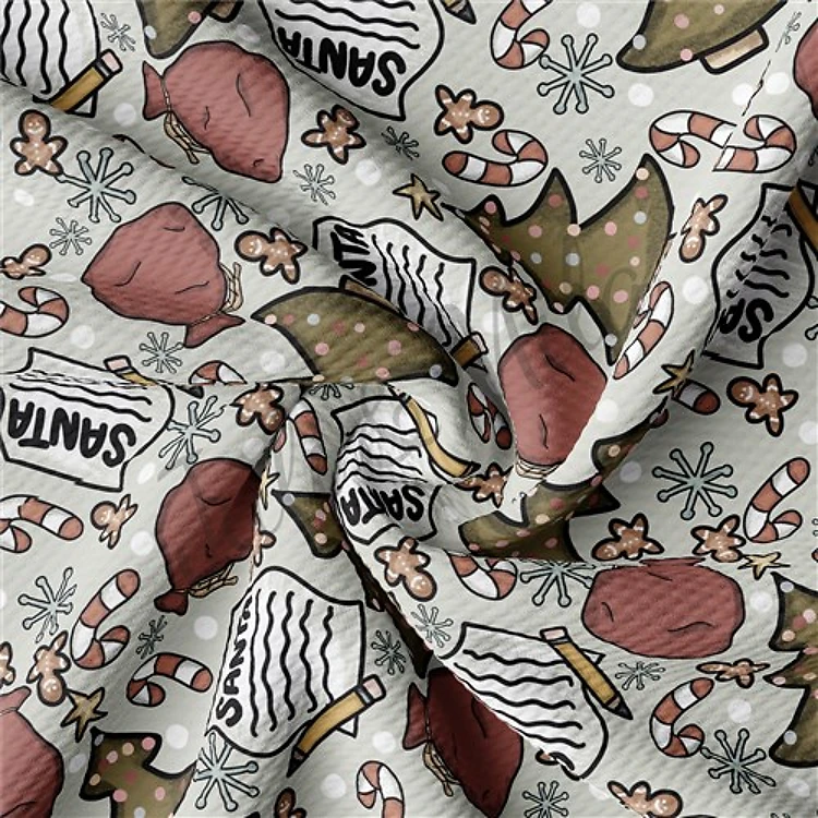 Christmas Printed Liverpool Bullet Textured Stretch Solid Strip Thick Knit Jersey Fabric