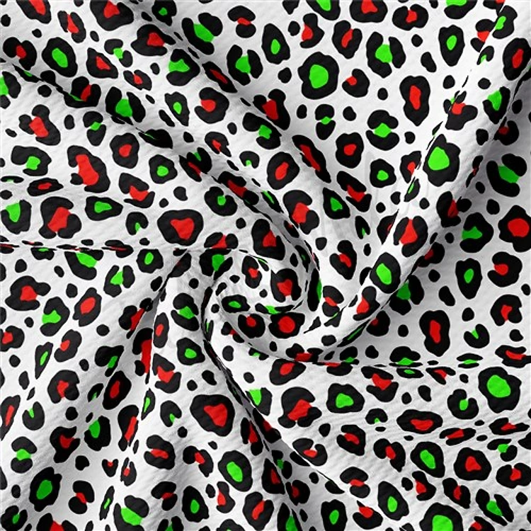 Christmas Cheetah Printed Liverpool Stretch Solid Strip Leopard Liverpool AA949 & Get a Free $89.99 Embroidery Bundle