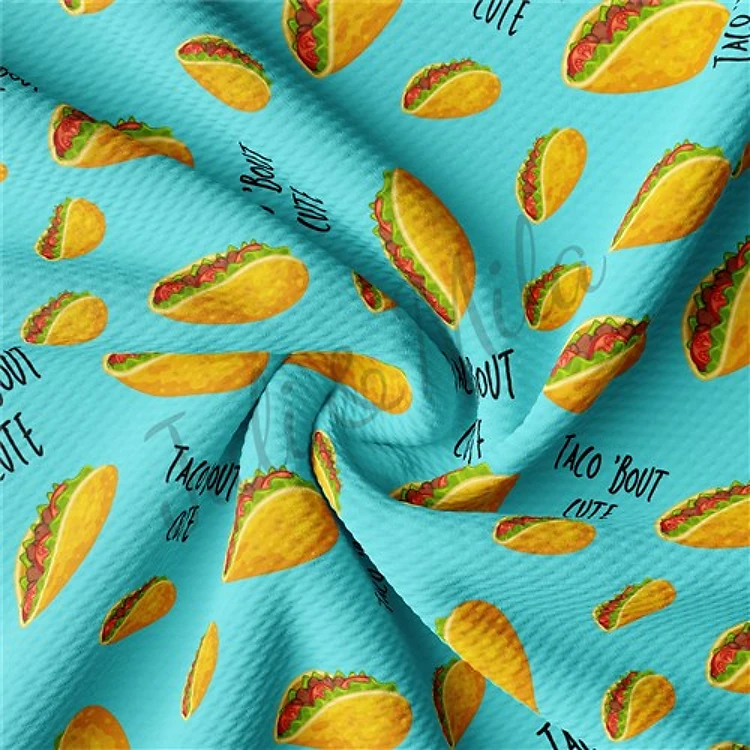 Taco About Cute Printed Taco Liverpool Bullet Textured Stretch Solid Strip Thick Knit Jersey Fabric