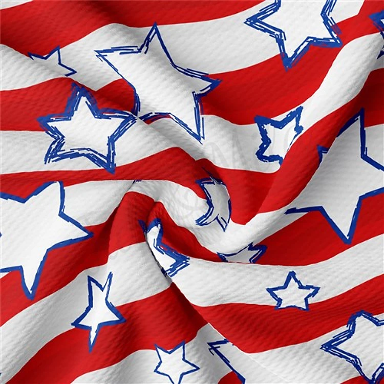 4th of July Printed Liverpool Bullet Textured Stretch Solid Strip Thick Knit Jersey Fabric