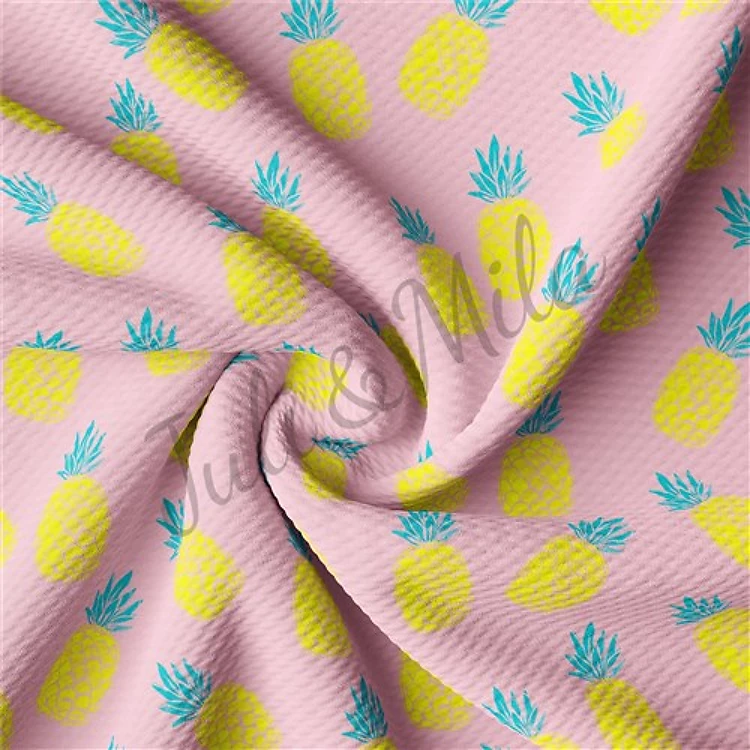 Pineapple Printed Liverpool 4 Way Fabric Pineapple & Get a Free $89.99 Embroidery Bundle