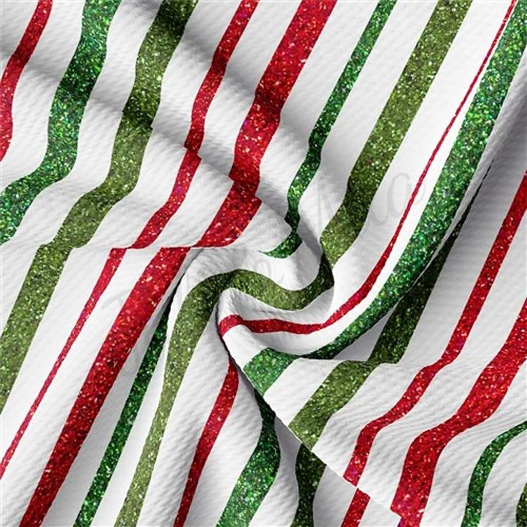 Christmas Printed Liverpool Bullet Textured Stretch Solid Strip Thick Knit Jersey Fabric