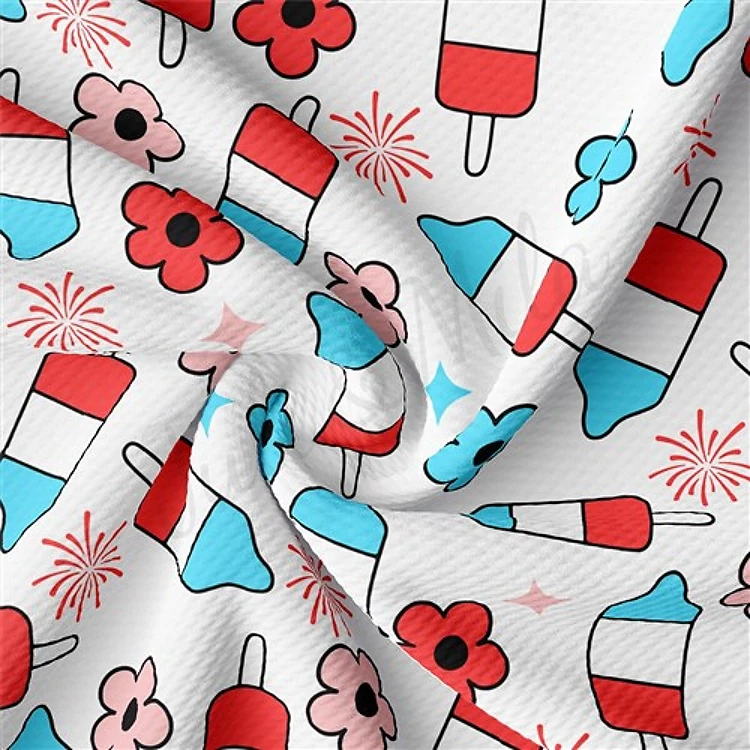 4th of July Patriotic Printed Liverpool Fabric AA1802 & Get a Free $89.99 Embroidery Bundle
