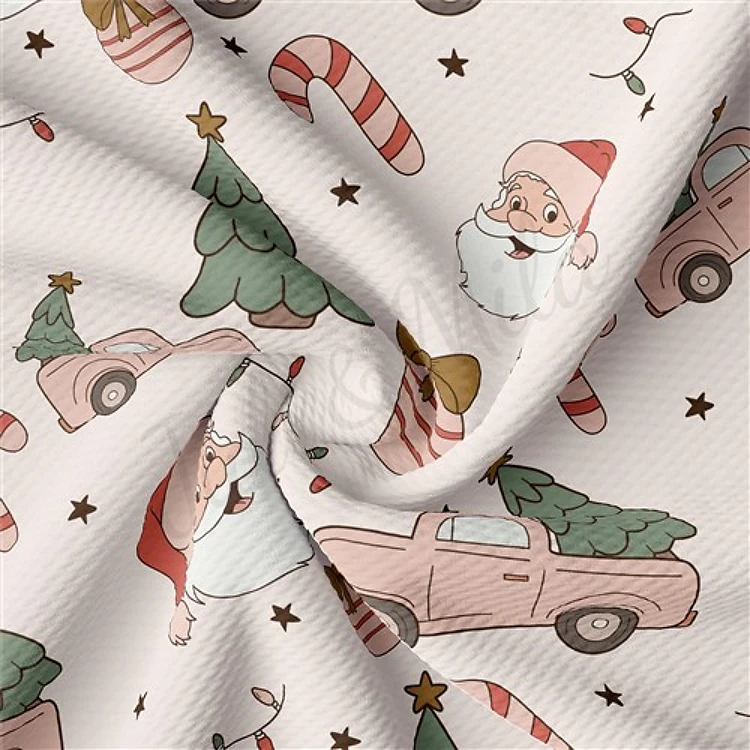 Christmas Printed Liverpool Bullet Textured Stretch Solid Strip Thick Knit Jersey Fabric