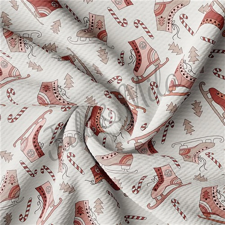 Christmas Printed Liverpool Bullet Textured Stretch Solid Strip Thick Knit Jersey Fabric