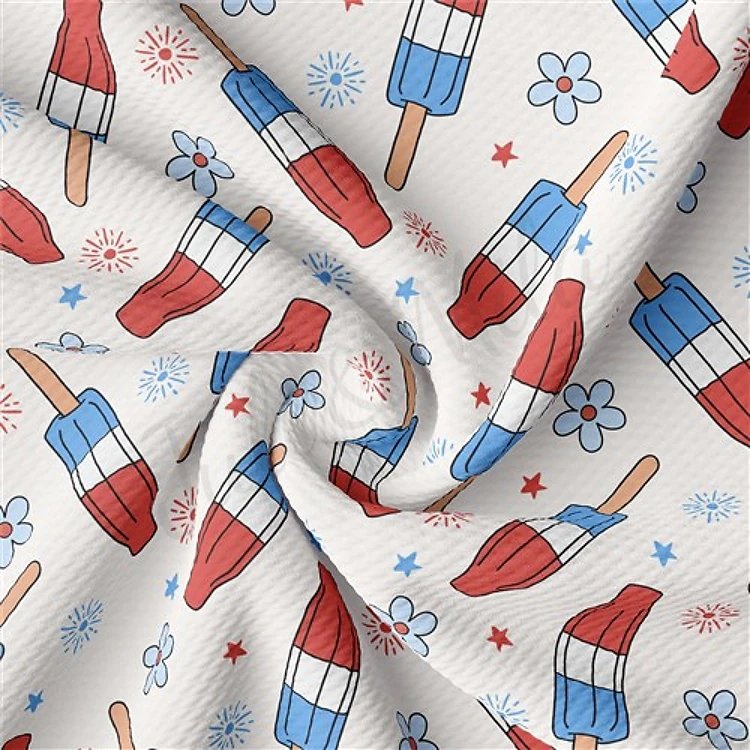 4th of July Printed Liverpool Bullet Textured Stretch Solid Strip Thick Knit Jersey Fabric