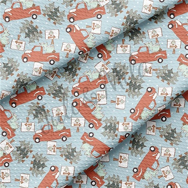 Christmas Trucks Liverpool Bullet Textured Stretch Solid Strip Thick Knit Jersey Fabric