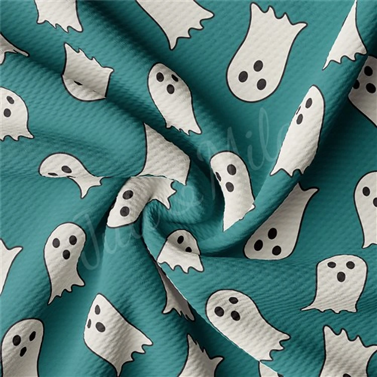Halloween Ghost Printed Liverpool Bullet Textured Stretch Solid Strip Thick Knit Jersey Fabric