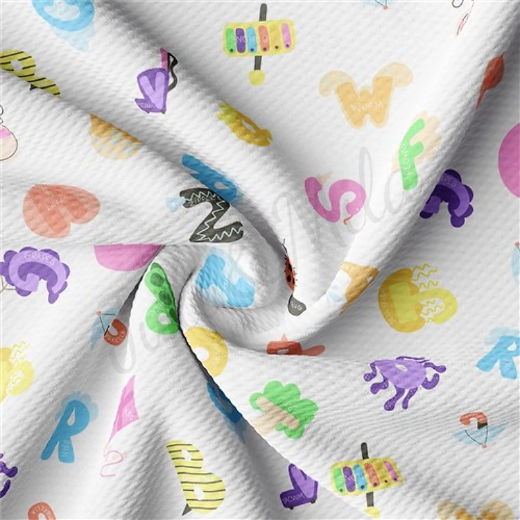 Back to School Printed Liverpool Bullet Textured Stretch Solid Strip Thick Knit Jersey Fabric