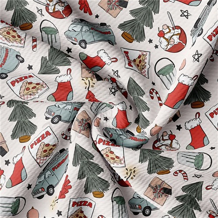 Christmas Printed Liverpool Bullet Textured Stretch Solid Strip Thick Knit Jersey Fabric
