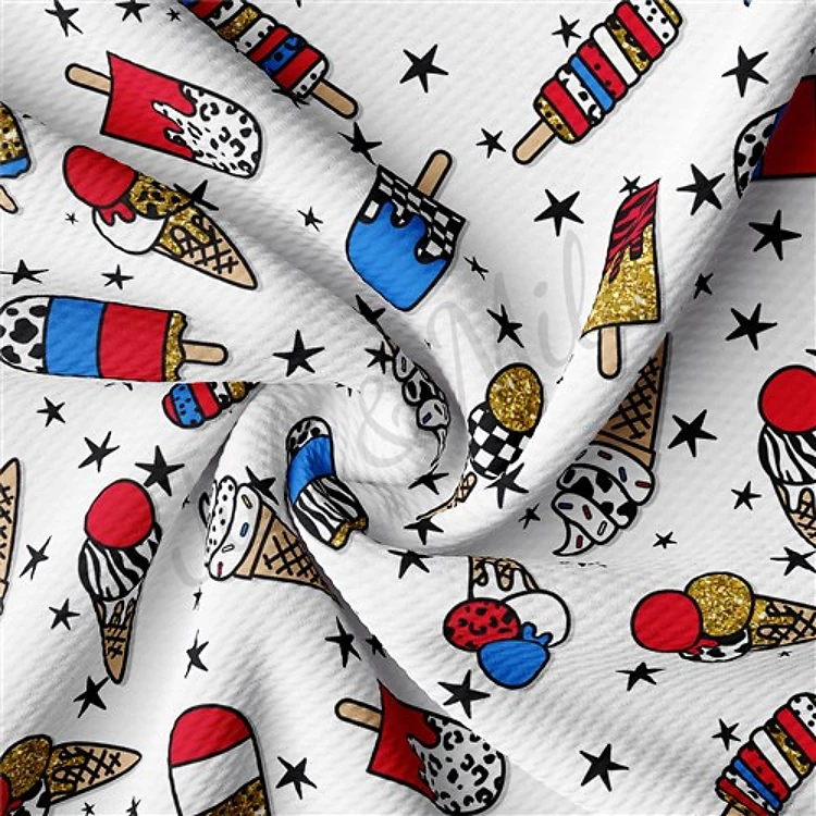 Patriotic 4th of July 1282 Liverpool Bullet Textured Stretch Solid Strip Thick Knit Jersey Fabric