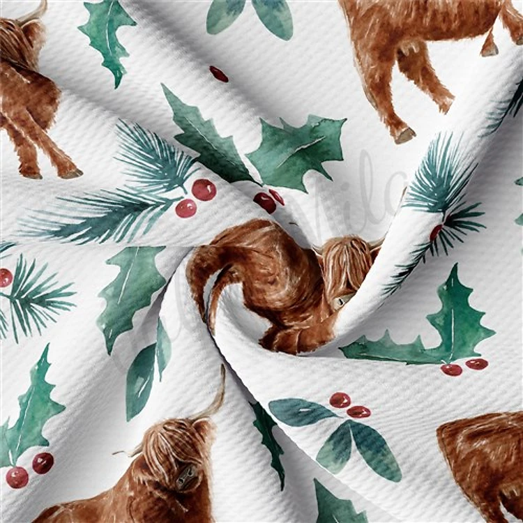 Christmas Printed Liverpool Bullet Textured Stretch Solid Strip Thick Knit Jersey Fabric