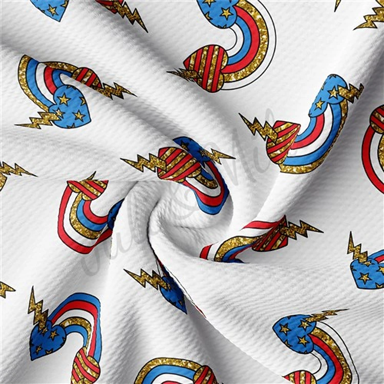 Patriotic 4th of July AA1308 Liverpool Bullet Textured Stretch Solid Strip Thick Knit Jersey Fabric