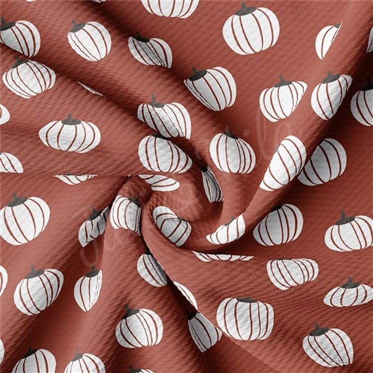 Pumpkin Fall Printed Liverpool Bullet Textured Stretch Solid Strip Thick Knit Jersey Fabric