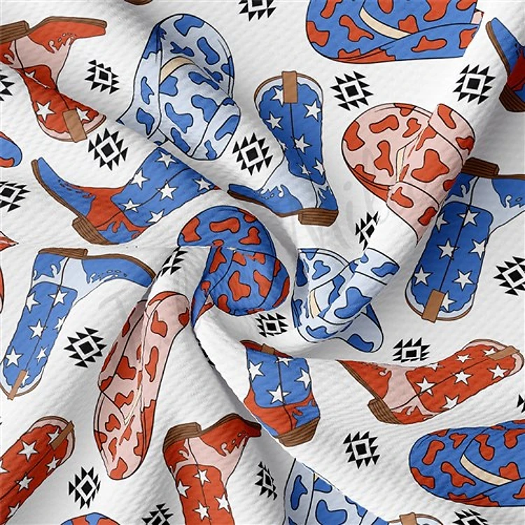 4th of July Patriotic Printed Liverpool Fabric AA1782 & Get a Free $89.99 Embroidery Bundle