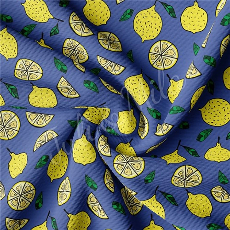 lemon Printed Liverpool 4 Way Fabric Bow lemon & Get a Free $89.99 Embroidery Bundle