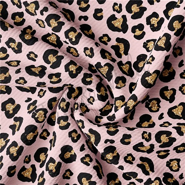 Cheetah Leopard TBP102 Liverpool Bullet Textured Stretch Solid Strip Thick Knit Jersey Fabric