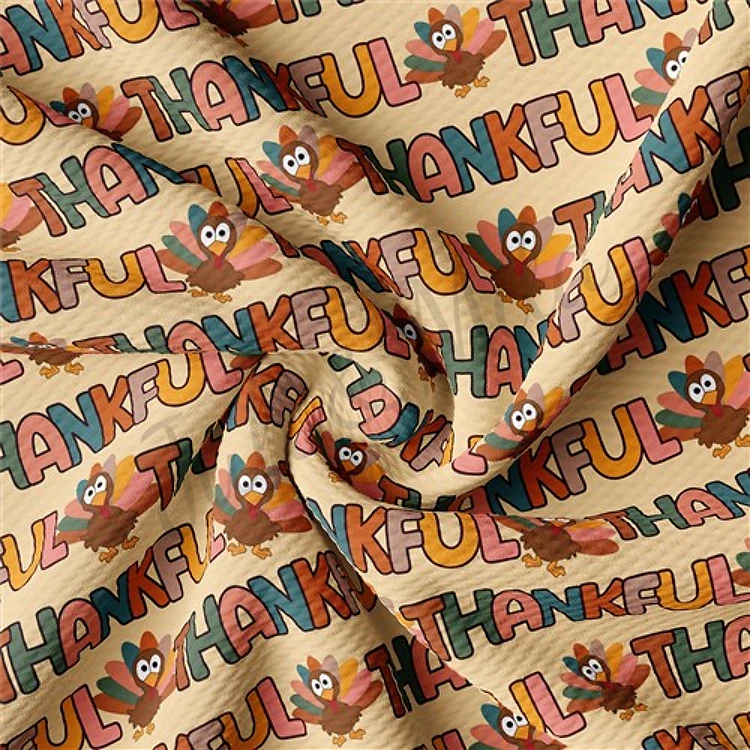 Thankful Thanksgiving Printed Fall Autumn Liverpool Stretch AA1475 & Get a Free $89.99 Embroidery Bundle