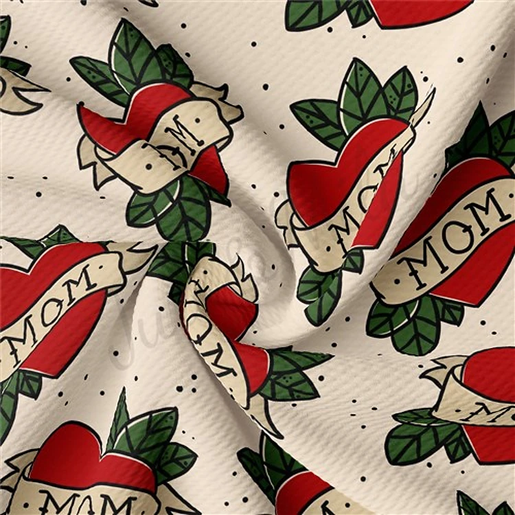 Mom Tattoo Printed Liverpool Bullet Textured Stretch Solid Strip Thick Knit Jersey Fabric