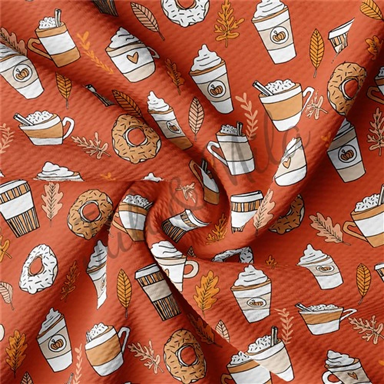 Coffee Printed Liverpool 4 Way Fabric coffeetime & Get a Free $89.99 Embroidery Bundle