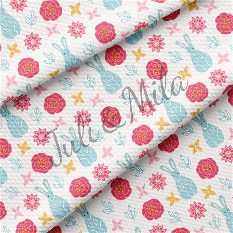 Easter Printed Liverpool Fabric Egg Bunny Pastel(E17) & Get a Free $89.99 Embroidery Bundle