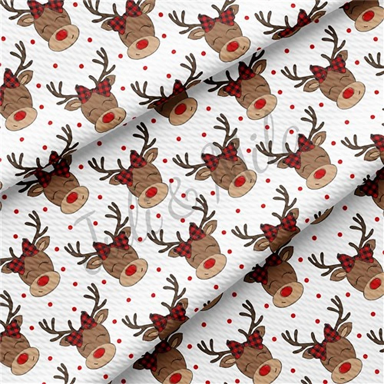 Christmas Reindeer Liverpool Bullet Textured Stretch Solid Strip Thick Knit Jersey Fabric
