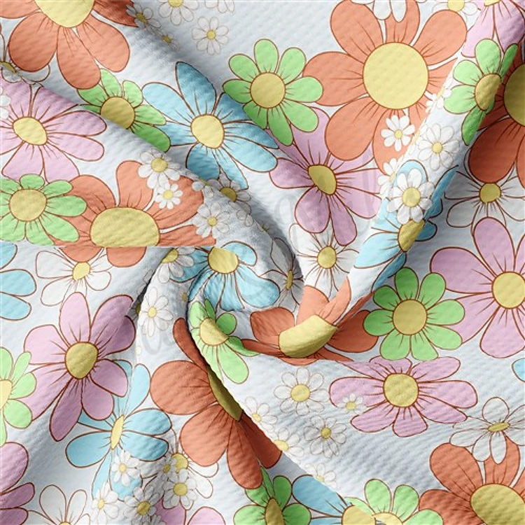 Floral Printed Liverpool 4 Way Fabric AA1490 & Get a Free $89.99 Embroidery Bundle