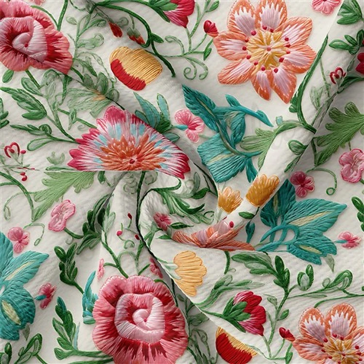 Embroidery Printed Liverpool Fabric AA1783 & Get a Free $89.99 Embroidery Bundle