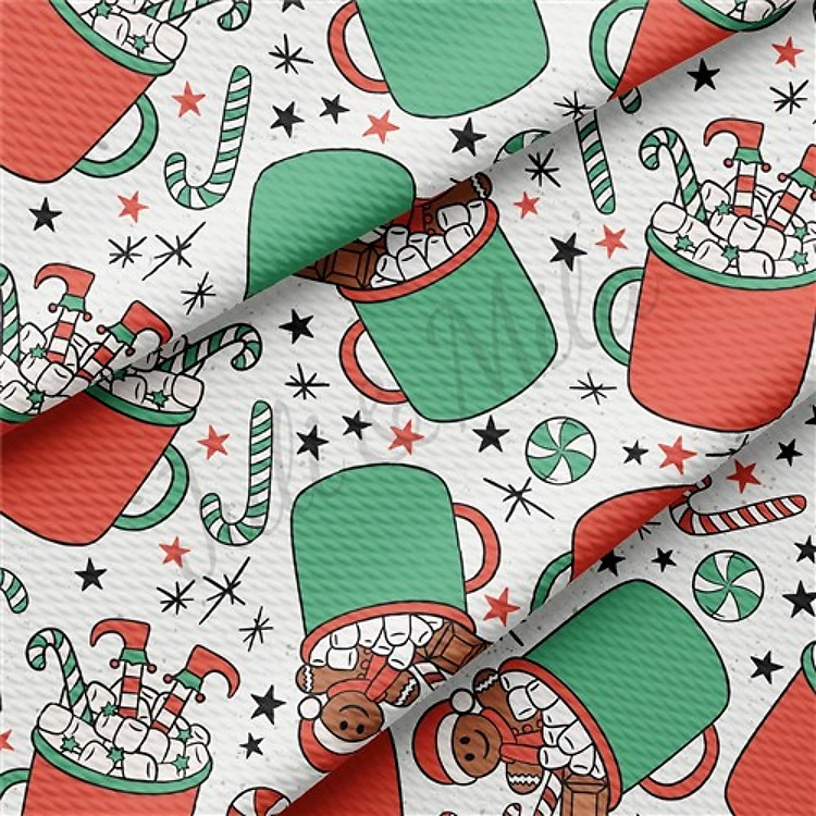Christmas Printed Liverpool Bullet Textured Stretch Solid Strip Thick Knit Jersey Fabric