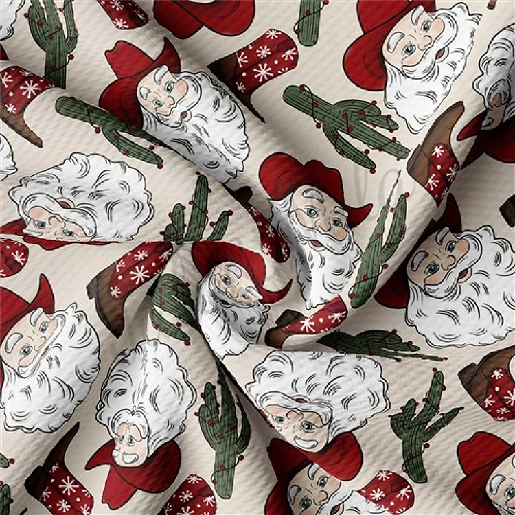 Christmas Santa Western Printed Fabric AA1070 & Get a Free $89.99 Embroidery Bundle