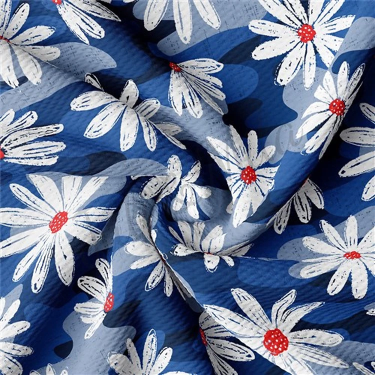 Patriotic 4th of July Liverpool Bullet Textured Stretch Solid Strip Thick Knit Jersey Fabric