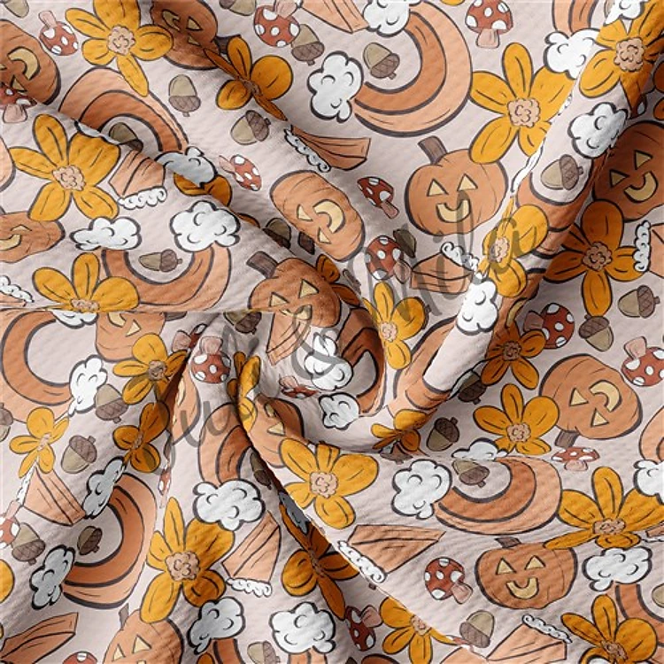 Fall Autumn Halloween Pumpkin Printed Fabric AF1 & Get a Free $89.99 Embroidery Bundle