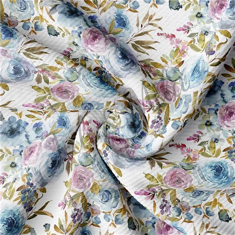 Printed Floral Liverpool Bow Floral BlueRoses (F37) & Get a Free $89.99 Embroidery Bundle