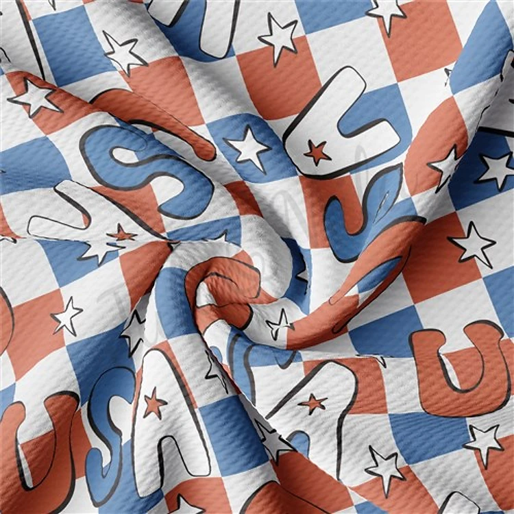 Patriotic 4th of July 1144 Liverpool Bullet Textured Stretch Solid Strip Thick Knit Jersey Fabric
