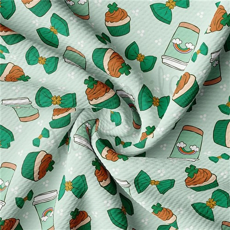St Patrick's Printed Liverpool Bullet Textured Stretch Solid Strip Thick Knit Jersey Fabric