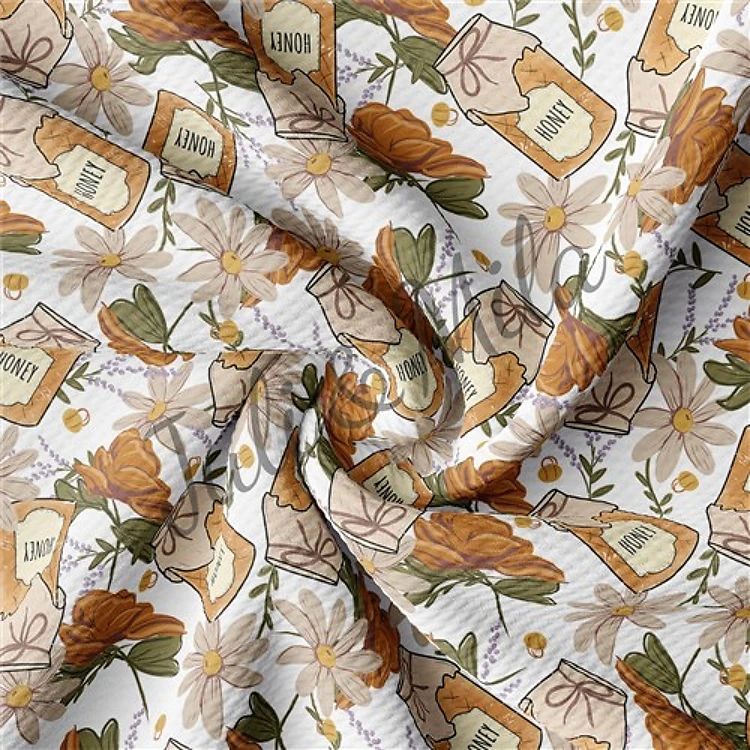 Honey Printed Liverpool 4 Way Fabric Honey2 & Get a Free $89.99 Embroidery Bundle