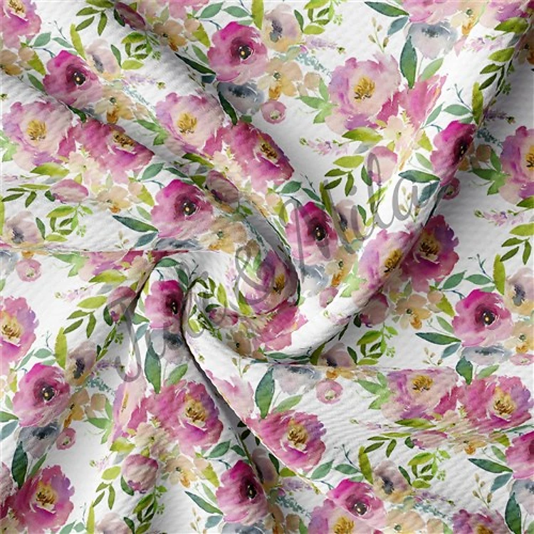 Printed Floral Liverpool Fabric Bow Floral (F32) & Get a Free $89.99 Embroidery Bundle