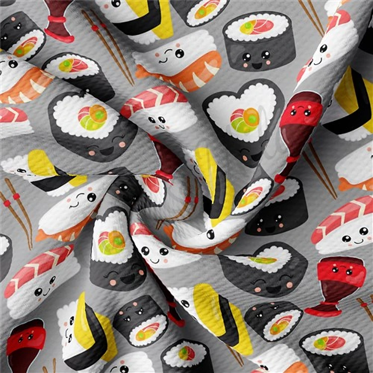 Sushi Printed Liverpool 4 Way Fabric AA1356 & Get a Free $89.99 Embroidery Bundle