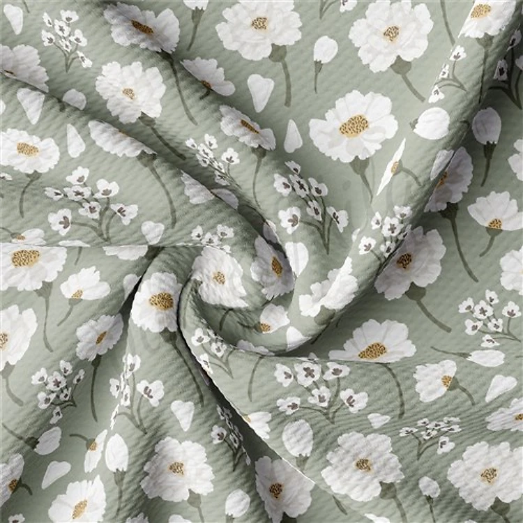 Floral Printed Liverpool Bullet Textured Stretch Solid Strip Thick Knit Jersey Fabric